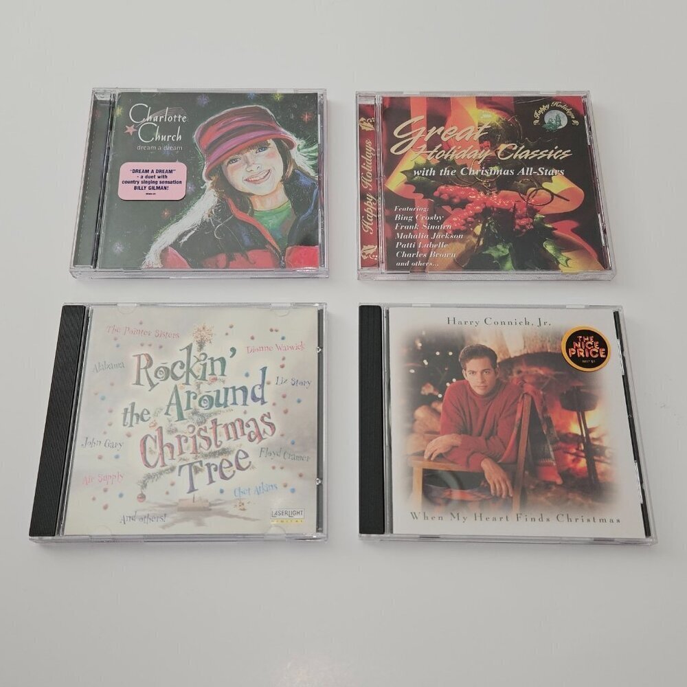 4 Christmas CDs Lot Harry Connick Jr Charlotte Church Classics All-Stars Rockin